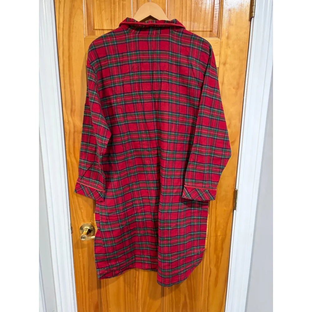 Disney Store Mickey Mouse Christmas Plaid Nightgown Flannel Sleep Shirt L - Picture 4 of 6